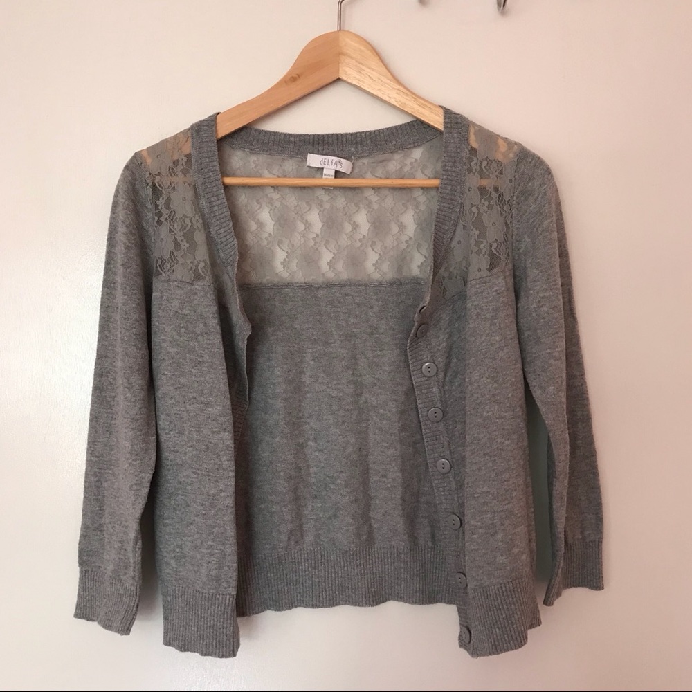 Delia’s Gray Lace Cardigan